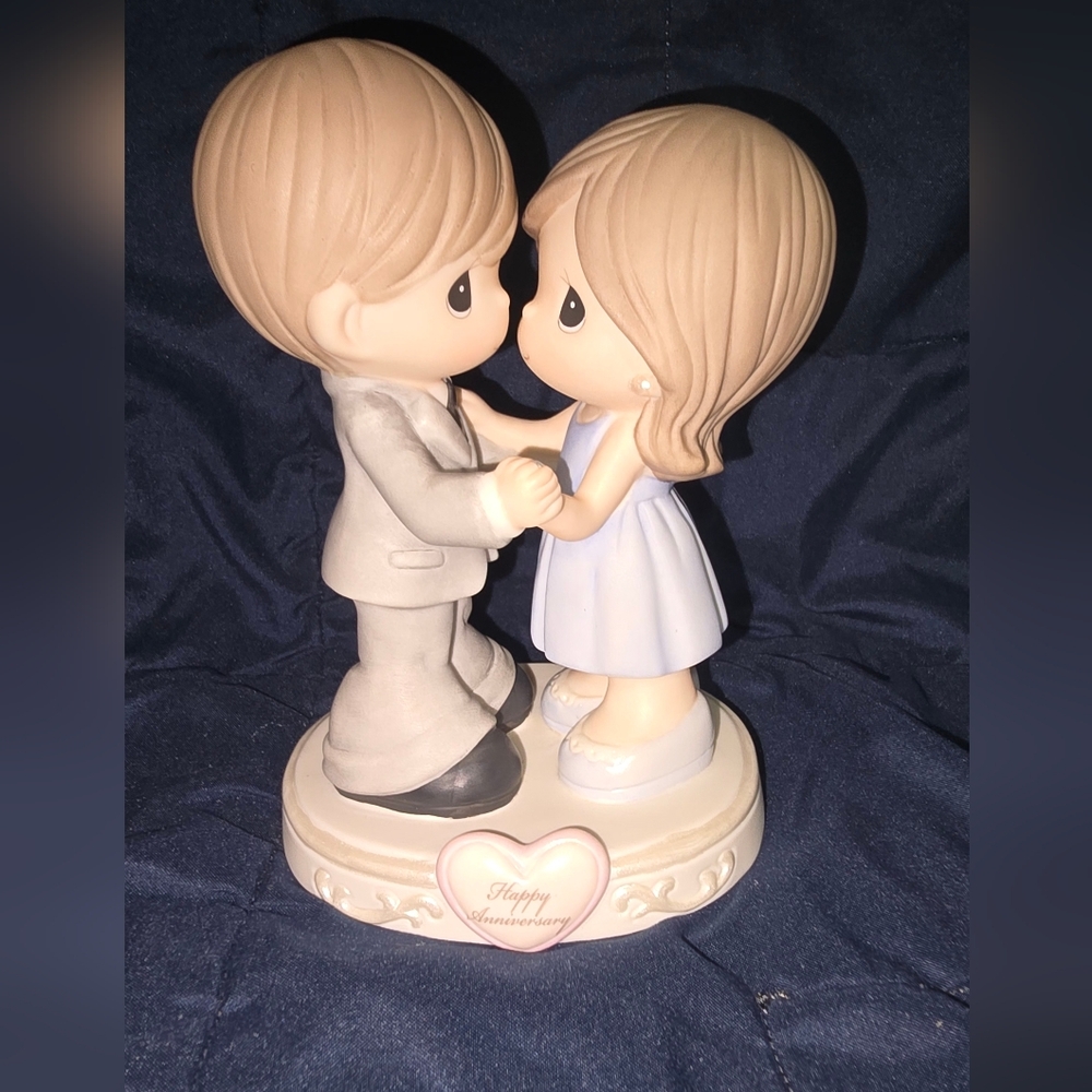 Precious Moments Anniversary Cake Topper - Gray and Blue